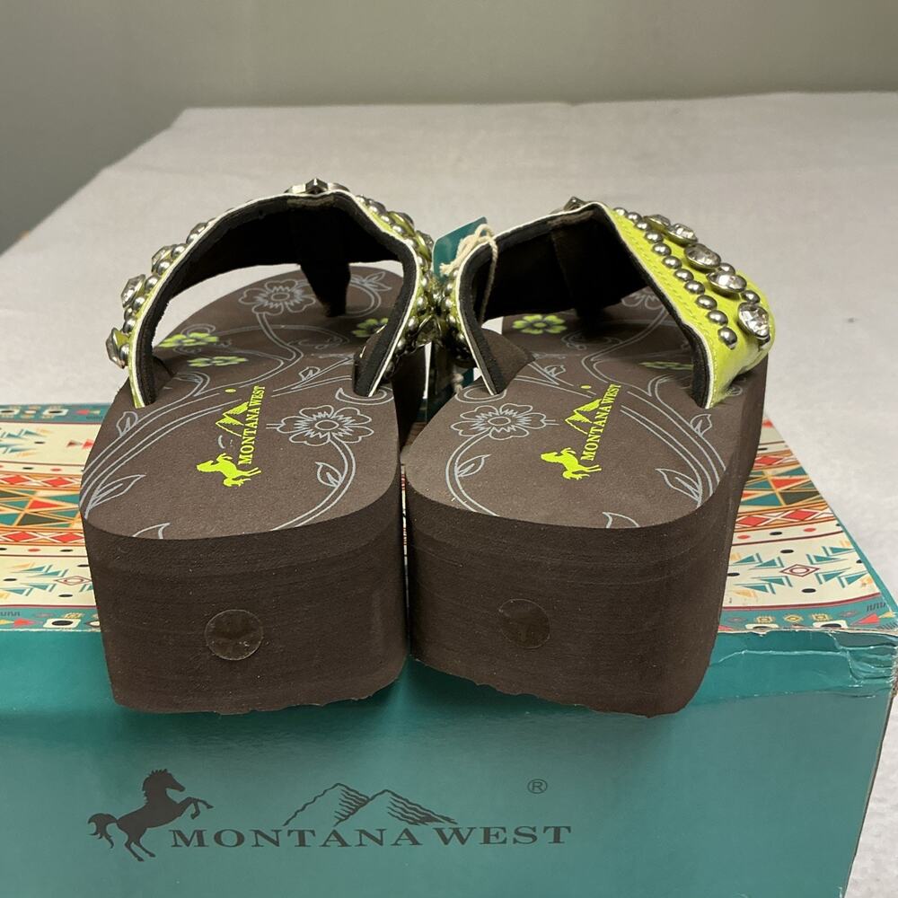 Montana West Women's Brown Flip Flops with Rhinestone Detail Size 7 NWT . 3431 - Picture 4 of 9